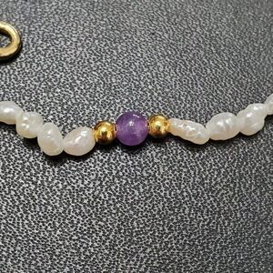 Child's seed pearl and amethyst bracelet 7"
